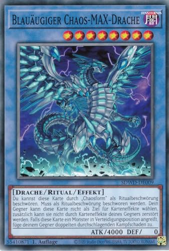 SDWD-DE009 - Blauäugiger Chaos-MAX-Drache - Common - Deutsch - 1. Auflage - Structure Deck: Blue Eyes White Destiny - mit LMS Trading Fieldcenter-Karte Yugioh von LMS Trading