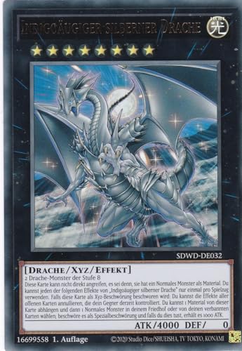 SDWD-DE032 - Indigoäugiger silberner Drache - Ultra Rare - Deutsch - 1. Auflage - Structure Deck: Blue Eyes White Destiny - mit LMS Trading Fieldcenter-Karte Yugioh von LMS Trading