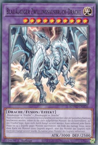SDWD-DE036 - Blauäugiger Zwillingsausbruch-Drache - Common - Deutsch - 1. Auflage - Structure Deck: Blue Eyes White Destiny - mit LMS Trading Fieldcenter-Karte Yugioh von LMS Trading