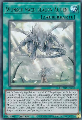 LMS Trading SDWD-DE042 - Wunsch nach blauen Augen (V.2) - Secret Rare - Deutsch - 1. Auflage - Structure Deck: Blue Eyes White Destiny Fieldcenter-Karte Yugioh von LMS Trading