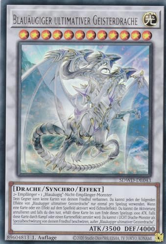 SDWD-DE043 - Blauäugiger ultimativer Geisterdrache (V.2) - Secret Rare - Deutsch - 1. Auflage - Structure Deck: Blue Eyes White Destiny - mit LMS Trading Fieldcenter-Karte Yugioh von LMS Trading