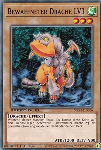 SGX1-DEC06 - Bewaffneter Drache LV3 - Common - 1. Auflage - Deutsch - Speed Duel GX: Duel Academy Box - mit LMS Trading Fieldcenter-Karte Yugioh von LMS Trading
