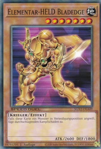 SGX2-DEA09 - Elementar-HELD Bladedge - Common - 1. Auflage - DEUTSCH - Speed Duel GX: Midterm Paradox - mit LMS Trading Fieldcenter-Karte Yugioh von LMS Trading