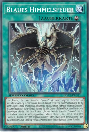 SGX3-DEG11 - Blaues Himmelsfeuer - Common - 1. Auflage - Deutsch - Speed Duel GX: Duelists of Shadows - mit LMS Trading Fieldcenter-Karte Yugioh von LMS Trading