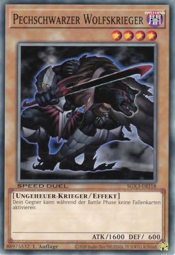 SGX3-DEI18 - Pechschwarzer Wolfskrieger - Common - 1. Auflage - Deutsch - Speed Duel GX: Duelists of Shadows - mit LMS Trading Fieldcenter-Karte Yugioh von LMS Trading