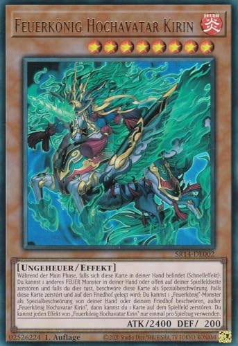 SR14-DE002 - Feuerkönig Hochavatar Kirin - Ultra Rare - 1. Auflage - Ultra Rare - Structure Deck: Fire Kings - mit LMS Trading Fieldcenter-Karte Yugioh von LMS Trading