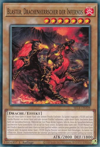 SR14-DE008 - Blaster, Drachenherrscher der Infernos - Common - 1. Auflage - Common - Structure Deck: Fire Kings - mit LMS Trading Fieldcenter-Karte Yugioh von LMS Trading