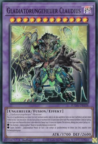 SUDA-DE038 - Gladiatorungeheuer Claudius - Super Rare - Deutsch - 1. Auflage - Supreme Darkness - mit LMS Trading Fieldcenter-Karte Yugioh SUDA-DE038 - Gladiatorungeheuer Claudius - Super Rare - Deutsch - 1. Auflage - Supreme Darkness - mit LMS Trading Fieldcenter-Karte Yugioh von LMS Trading