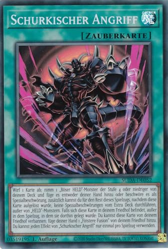 SUDA-DE052 - Schurkischer Angriff - Super Rare - Deutsch - 1. Auflage - Supreme Darkness - mit LMS Trading Fieldcenter-Karte Yugioh von LMS Trading