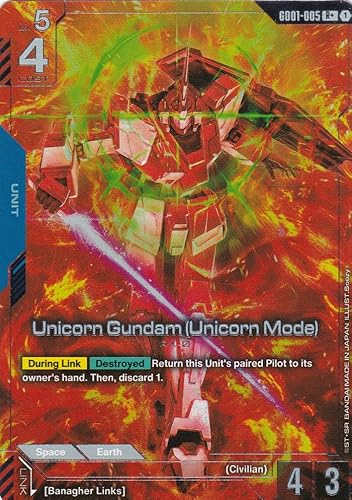 Unicorn Gundam (Unicorn Mode) (Alt. Art) - GD01-005 - Rare - Newtype Rising - Gundam TCG - Einzelkarte - Offiziell - Anime - mit LMS-Trading Karte von LMS Trading