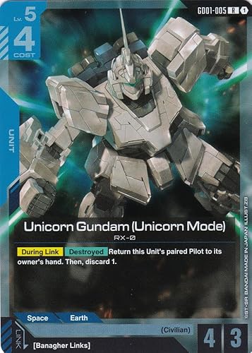 Unicorn Gundam (Unicorn Mode) - GD01-005 - Rare - Newtype Rising - Gundam TCG - Einzelkarte - Offiziell - Anime - mit LMS-Trading Karte von LMS Trading