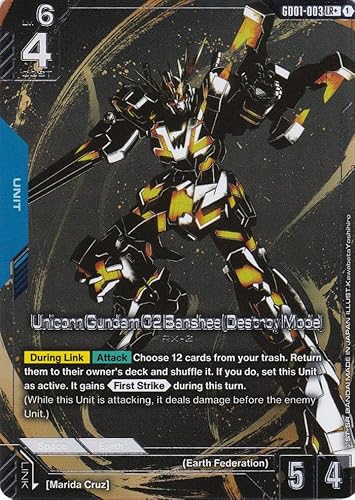 Unicorn Gundam 02 Banshee (Destroy Mode) (Alt Art) - GD01-003 - Legend Rare - Newtype Rising - Gundam TCG - Einzelkarte - Offiziell - Anime - mit LMS-Trading Karte von LMS Trading