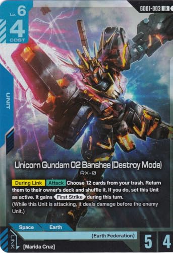 Unicorn Gundam 02 Banshee (Destroy Mode) - GD01-003 - Legend Rare - Newtype Rising - Gundam TCG - Einzelkarte - Offiziell - Anime - mit LMS-Trading Karte von LMS Trading