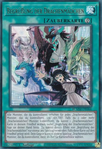 Yu-Gi-Oh! – Begrüßung der Drachenmädchen – Ultra Rare – BLMM-DE066 – 1. Auflage – Deutsch – Battles of Legend: Monster Mayhem - mit LMS Trading Fieldcenter-Karte Yugioh von LMS Trading