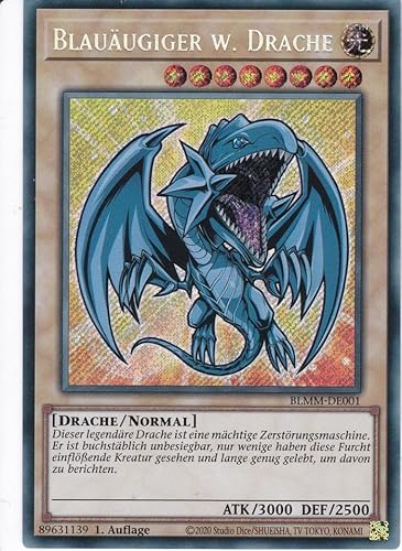 Yu-Gi-Oh! – Blauäugiger w. Drache – Secret Rare – BLMM-DE001 – 1. Auflage – Deutsch – Battles of Legend: Monster Mayhem - mit LMS Trading Fieldcenter-Karte von LMS Trading