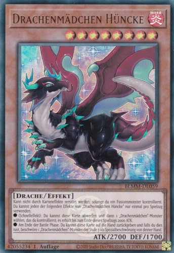 Yu-Gi-Oh! – Drachenmädchen Hüncke – Ultra Rare – BLMM-DE059 – 1. Auflage – Deutsch – Battles of Legend: Monster Mayhem - mit LMS Trading Fieldcenter-Karte Yugioh von LMS Trading