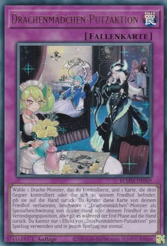Yu-Gi-Oh! – Drachenmädchen-Putzaktion – Ultra Rare – BLMM-DE069 – 1. Auflage – Deutsch – Battles of Legend: Monster Mayhem - mit LMS Trading Fieldcenter-Karte Yugioh von LMS Trading