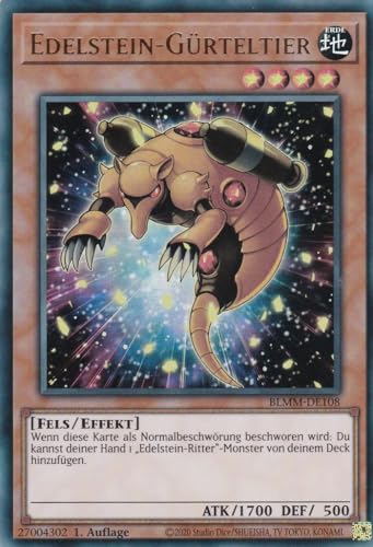 Yu-Gi-Oh! – Edelstein-Gürteltier – Ultra Rare – BLMM-DE108 – 1. Auflage – Deutsch – Battles of Legend: Monster Mayhem - mit LMS Trading Fieldcenter-Karte Yugioh von LMS Trading