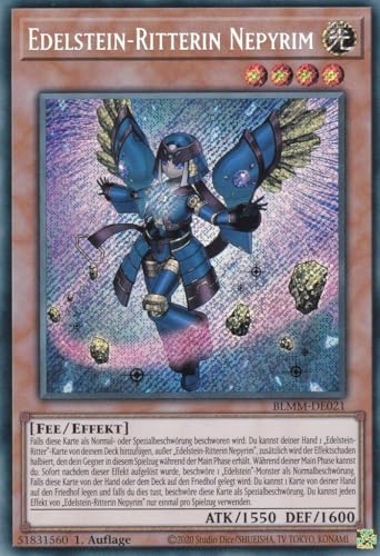 Yu-Gi-Oh! – Edelstein Ritterin Nepyrim – Secret Rare – BLMM-DE021 – 1. Auflage – Deutsch – Battles of Legend: Monster Mayhem - mit LMS Trading Fieldcenter-Karte Yugioh von LMS Trading