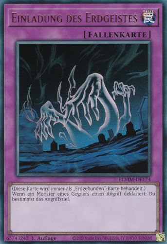 Yu-Gi-Oh! – Einladung des Erdgeistes – Secret Rare – BLMM-DE174 – 1. Auflage – Deutsch – Battles of Legend: Monster Mayhem - mit LMS Trading Fieldcenter-Karte Yugioh von LMS Trading