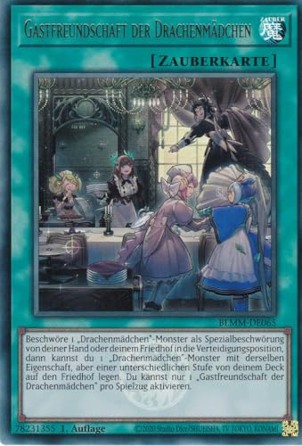 Yu-Gi-Oh! – Gastfreundschaft der Drachenmädchen – Ultra Rare – BLMM-DE065 – 1. Auflage – Deutsch – Battles of Legend: Monster Mayhem - mit LMS Trading Fieldcenter-Karte Yugioh von LMS Trading