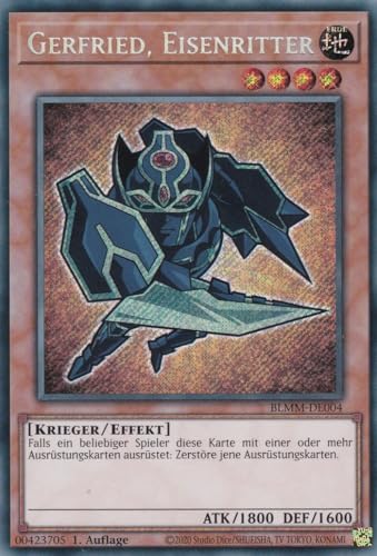 Yu-Gi-Oh! – Gerfried, Eisenritter – Secret Rare – BLMM-DE004 – 1. Auflage – Deutsch – Battles of Legend: Monster Mayhem - mit LMS Trading Fieldcenter-Karte Yugioh von LMS Trading