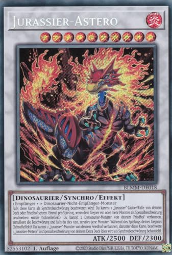 Yu-Gi-Oh! – Jurassier - Astero – Secret Rare – BLMM-DE018 – 1. Auflage – Deutsch – Battles of Legend: Monster Mayhem - mit LMS Trading Fieldcenter-Karte Yugioh von LMS Trading