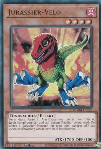 Yu-Gi-Oh! – Jurassier-Velo – Ultra Rare – BLMM-DE105 – 1. Auflage – Deutsch – Battles of Legend: Monster Mayhem - mit LMS Trading Fieldcenter-Karte Yugioh von LMS Trading