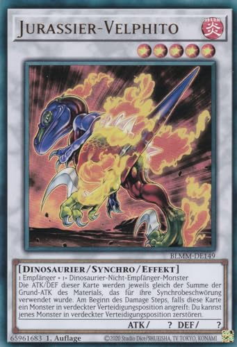 Yu-Gi-Oh! – Jurassier-Velphito – Ultra Rare – BLMM-DE149 – 1. Auflage – Deutsch – Battles of Legend: Monster Mayhem - mit LMS Trading Fieldcenter-Karte Yugioh von LMS Trading