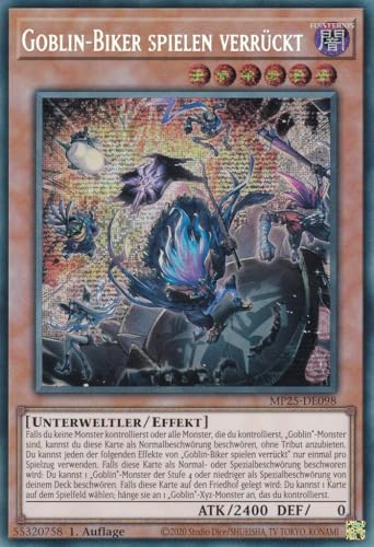 Yu-Gi-Oh! - MP25-DE098 – Goblin-Biker Spielen Verrückt – Secret Rare – 1. Auflage – Deutsch – 2025 Mega-Pack Tin - mit LMS Trading Fieldcenter-Karte von LMS Trading