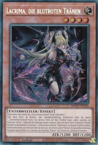 Yu-Gi-Oh! - MP25-DE100 – Lacrima die Blutroten Tränen – Secret Rare – 1. Auflage – Deutsch – 2025 Mega-Pack Tin - mit LMS Trading Fieldcenter-Karte von LMS Trading