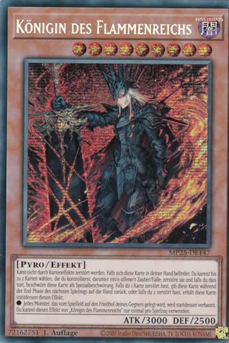 Yu-Gi-Oh! - MP25-DE147 – Königin des Flammenreichs – Secret Rare – 1. Auflage – Deutsch – 2025 Mega-Pack Tin - mit LMS Trading Fieldcenter-Karte von LMS Trading