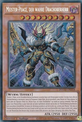 Yu-Gi-Oh! - Meister-Peace, der Wahre Drachoberherr – DOOD-DE018 – Secret Rare – 1. Auflage – Deutsch – Doom of Dimensions - mit LMS Trading Fieldcenter-Karte Yu-Gi-Oh! - Meister-Peace, der Wahre Drachoberherr – DOOD-DE018 – Secret Rare – 1. Auflage – Deutsch – Doom of Dimensions - mit LMS Trading Fieldcenter-Karte von LMS Trading