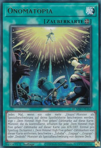 Yu-Gi-Oh! – Onomatopia – Ultra Rare – BLMM-DE163 – 1. Auflage – Deutsch – Battles of Legend: Monster Mayhem - mit LMS Trading Fieldcenter-Karte Yugioh von LMS Trading