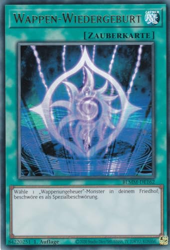 Yu-Gi-Oh! – Wappen-Wiedergeburt – Ultra Rare – BLMM-DE162 – 1. Auflage – Deutsch – Battles of Legend: Monster Mayhem - mit LMS Trading Fieldcenter-Karte Yugioh von LMS Trading