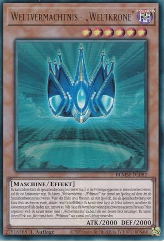 Yu-Gi-Oh! – Weltvermächtnis - „Weltkrone“ – Ultra Rare – BLMM-DE082 – 1. Auflage – Deutsch – Battles of Legend: Monster Mayhem - mit LMS Trading Fieldcenter-Karte Yugioh von LMS Trading