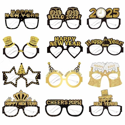 LMSHOWOWO 12 PCS Frohes Neues Jahr Brillen, Silvester Deko 2025, Happy New Year Brillen, 2025 Silvester Brille, Papier Neujahr Partybrillen, für 2025 Neujahr Silvester Party Dekoration Foto Requisiten LMSHOWOWO 12 PCS Frohes Neues Jahr Brillen, Silvester Deko 2025, Happy New Year Brillen, 2025 Silvester Brille, Papier Neujahr Partybrillen, für 2025 Neujahr Silvester Party Dekoration Foto Requisiten von LMSHOWOWO