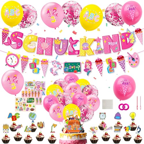 LMSHOWOWO Einschulung Schuleinführung Schulanfang Deko Set, Schulkind 2025 Deko Junge Mädchen, SCHULKIND Girlande, Zuckertüte Banner, 22 Latexballons mit ABC 123 Motiv, 16 Tortendeko 3 Aufkleber LMSHOWOWO Einschulung Schuleinführung Schulanfang Deko Set, Schulkind 2025 Deko Junge Mädchen, SCHULKIND Girlande, Zuckertüte Banner, 22 Latexballons mit ABC 123 Motiv, 16 Tortendeko 3 Aufkleber von LMSHOWOWO