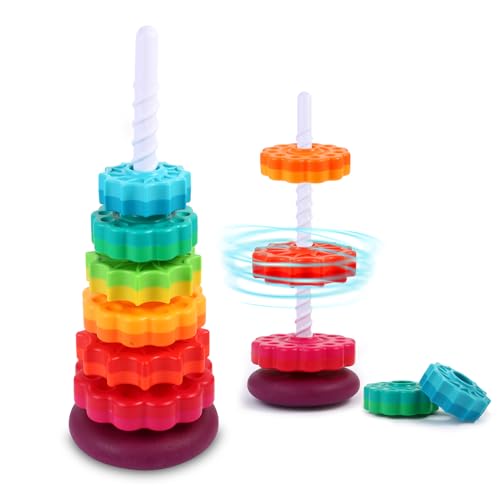 LMTNNB Drehendes Stapelspielzeug – Regenbogen-Turm, stapelbares Spinnspielzeug, Lernspielzeug für Kleinkinder 1–3, starker ABS-Kunststoff, Farb- und Formerkennung, baut sensorische und motorische LMTNNB Drehendes Stapelspielzeug – Regenbogen-Turm, stapelbares Spinnspielzeug, Lernspielzeug für Kleinkinder 1–3, starker ABS-Kunststoff, Farb- und Formerkennung, baut sensorische und motorische von LMTNNB