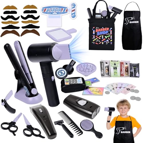 Friseur Set Kinder, Friseurkoffer Kinder mit Haartrockner, Gerade Haarclip, Rasierer, Tasche, Frisör Zubehör Rollenspiel Kinder Spielzeug, Salon Haarstyling Geschenk für Jungen ab 3 4 5 6 7 8 9 Jahre Friseur Set Kinder, Friseurkoffer Kinder mit Haartrockner, Gerade Haarclip, Rasierer, Tasche, Frisör Zubehör Rollenspiel Kinder Spielzeug, Salon Haarstyling Geschenk für Jungen ab 3 4 5 6 7 8 9 Jahre von LMYEVYD