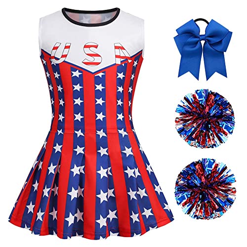 LMYOVE Cheerleader-Kostüm für Mädchen, Cheerleader-Kostüm für Mädchen, Cheerleader-Kostüm für Mädchen, 4. Juli mit Bommel, Halloween-Kostüm für Kinder, US-Star, 8-9T LMYOVE Cheerleader-Kostüm für Mädchen, Cheerleader-Kostüm für Mädchen, Cheerleader-Kostüm für Mädchen, 4. Juli mit Bommel, Halloween-Kostüm für Kinder, US-Star, 8-9T von LMYOVE