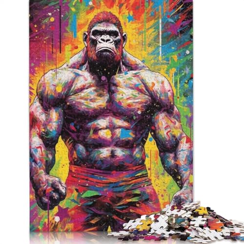 1000 Teile, buntes Gorilla-Gemälde, Holzpuzzles für Erwachsene und Jugendliche ab 12 Jahren, 1000 Teile (75 x 50 cm) von LMYmoney