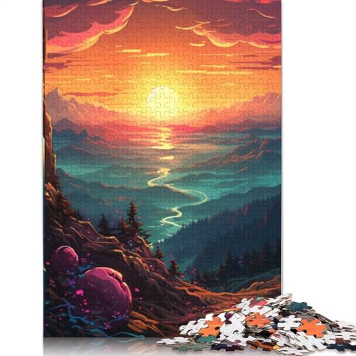 1000 Teile, farbenfroher Sonnenuntergang für Erwachsene, schwieriges Puzzle, Holzpuzzle für Erwachsene, 1000 Teile (75 x 50 cm) von LMYmoney