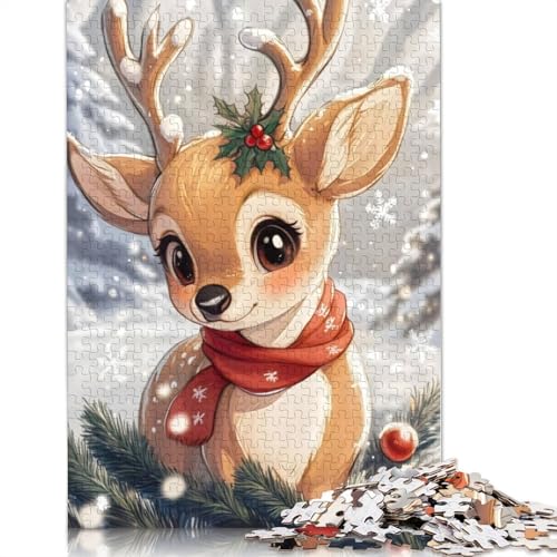 1000 Teile „Festliches Weihnachts-Rentier-Puzzle“, Schwierigkeitsgrad für Erwachsene, Lernspielzeug, Spiele, (75 x 50 cm) von LMYmoney