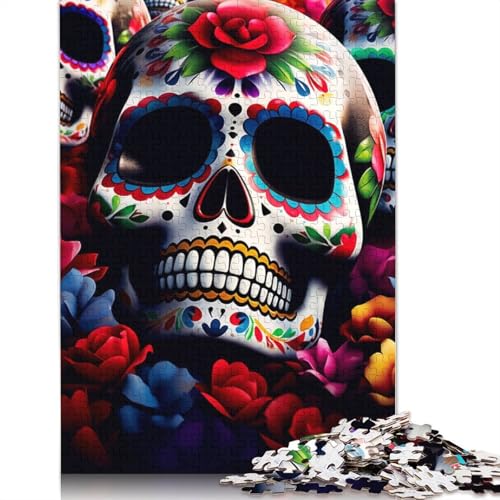 1000 Teile „Lebendiges Zuckerschädel-Puzzle“, Schwierigkeitsgrad für Erwachsene, Lernspielzeug, Spiele, Familiendekoration (75 x 50 cm) von LMYmoney