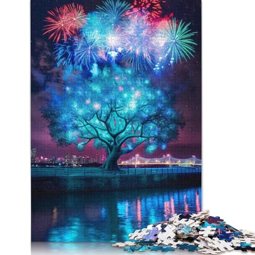 1000 Teile Bunte Traum-Feuerwerk-Baum-Holzpuzzles, Holzpuzzles für Erwachsene und Jugendliche ab 12 Jahren, 1000 Stück (75 x 50 cm) von LMYmoney