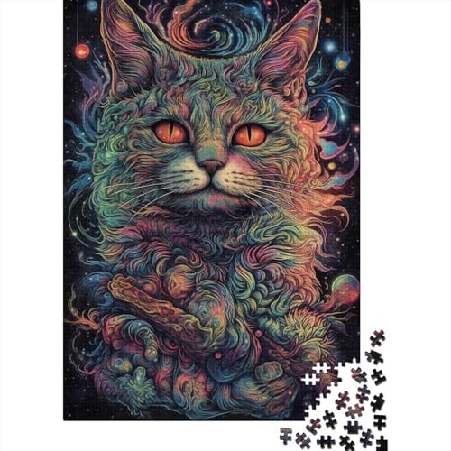 1000 Teile Bunte Weltraumkatzen-Holzpuzzles, Holzpuzzles für Erwachsene und Jugendliche ab 12 Jahren, 1000 Teile (38 x 26 cm) von LMYmoney