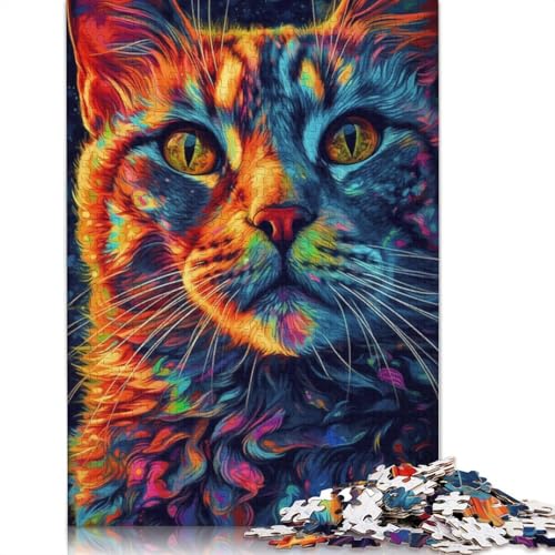 1000 Teile Buntes Weltraumkatzen-Puzzle für Erwachsene, Holzpuzzles, Puzzles für Erwachsene, Lernspiel, Herausforderungsspielzeug (75 x 50 cm) von LMYmoney