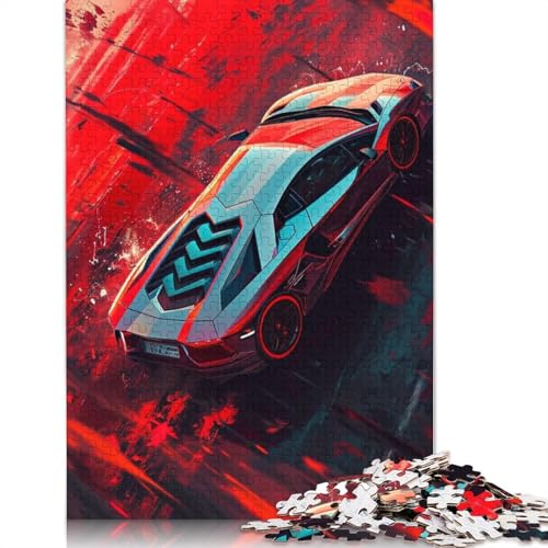 1000 Teile Buntes klassisches Sportwagen-Puzzle für Erwachsene, Holzpuzzle, Puzzle, Lernspiel, Herausforderungsspielzeug (75 x 50 cm) von LMYmoney