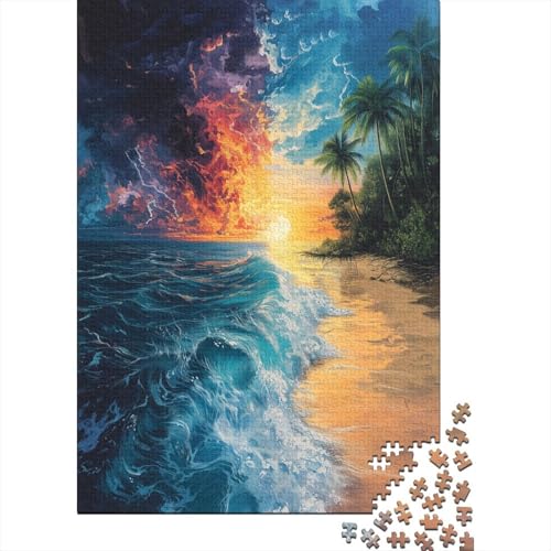 1000 Teile EIS- und Feuerstrand-Holzpuzzles, Holzpuzzles für Erwachsene und Jugendliche ab 12 Jahren, 1000 Teile (38 x 26 cm) von LMYmoney